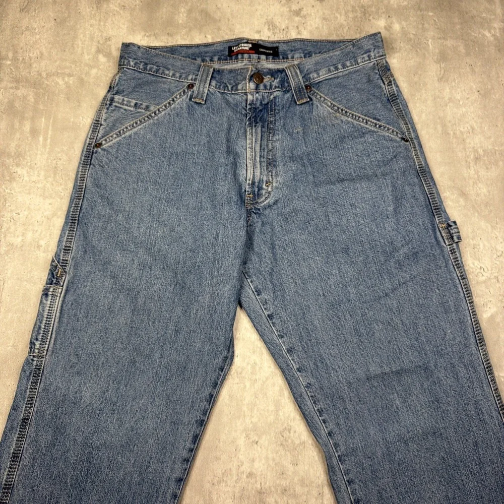Levi Strauss Signature Workwear Jeans Men 32x30 Blue Denim Carpenter Relaxed USA